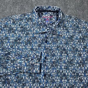 Visconti Black  XL Button Up Floral Striped Mixed Pattern L/S Velvet Stripes